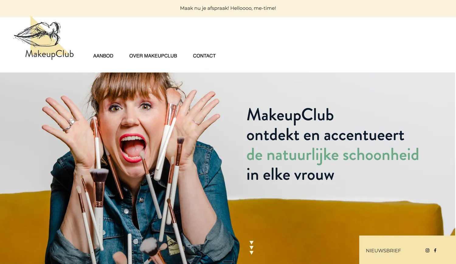 Screenshot van MakeupClub website